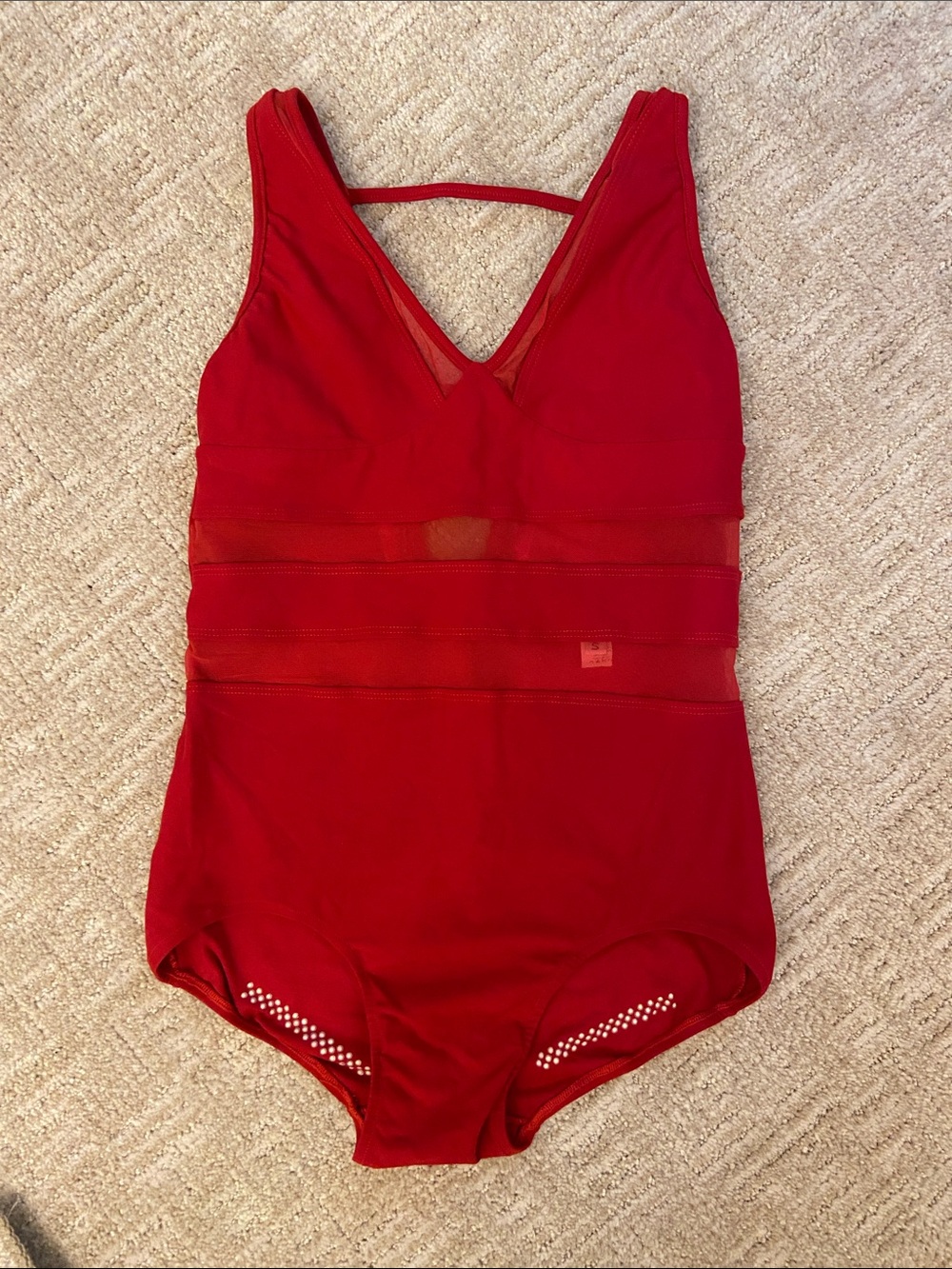 Blue Water Red Mesh Leotard